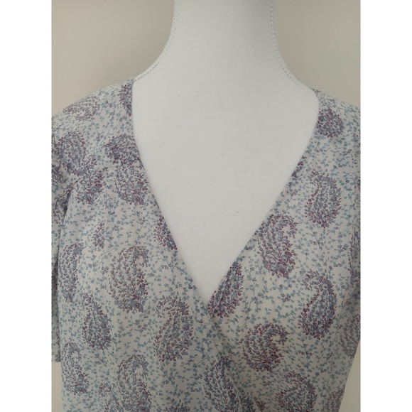 Anthropologie Moulinette Soeurs Silk & Cotton Faux Wrap Blouse Size 10 - Picture 3 of 8